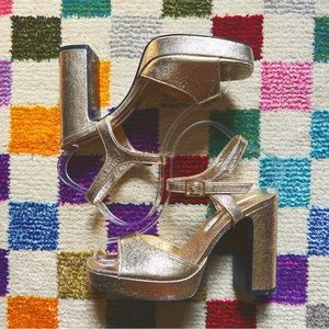 Zara Chunky Platform Square Toe Heels EU Size 39 // US 8